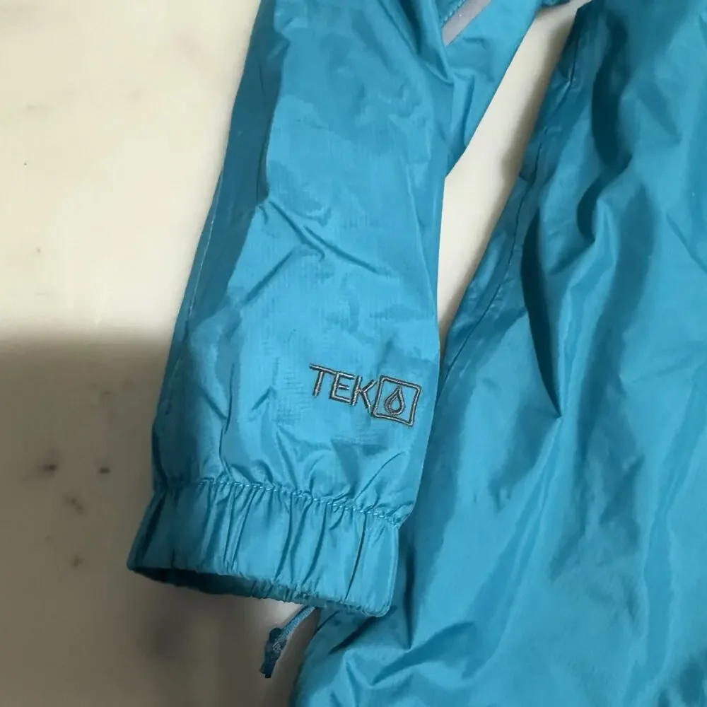 L.L.Bean Jacket Kids S 8 Blue Colorblock Trail Model Fleeced Hooded Rain Outdoor